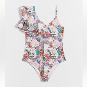 Anthropologie Swim  BOAMOR ODA floral ruffle one piece swim suit - size Small